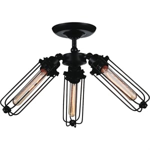 CWI Lighting Benji 3 Light Farmhouse Metal Flush Mount in Black