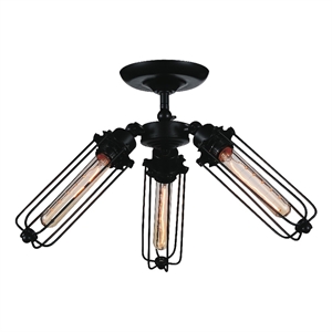CWI Lighting Benji 3 Light Farmhouse Metal Flush Mount in Black