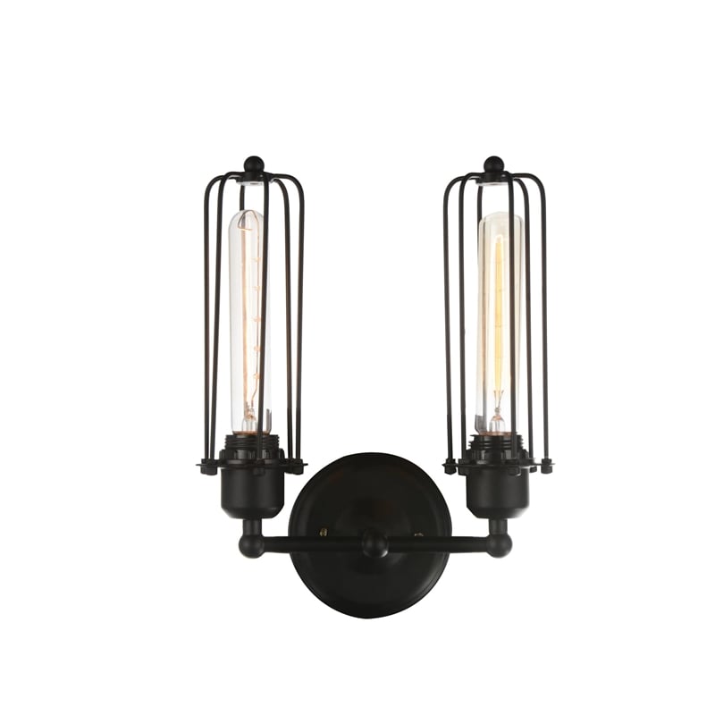 CWI Lighting Benji 2 Light Farmhouse Metal Wall Sconce in Black