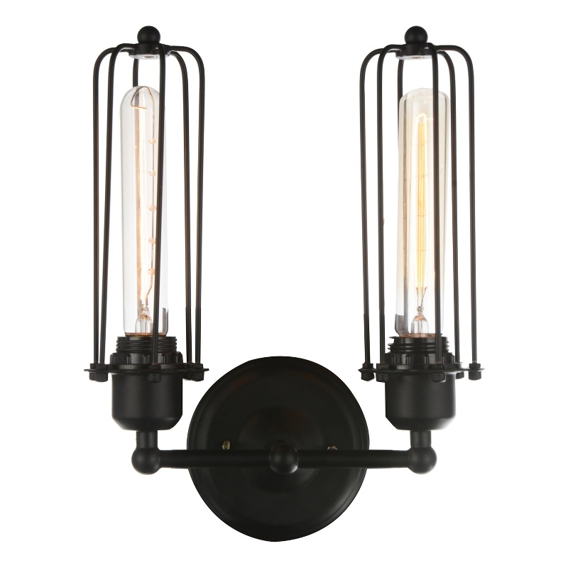 CWI Lighting Benji 2 Light Farmhouse Metal Wall Sconce in Black