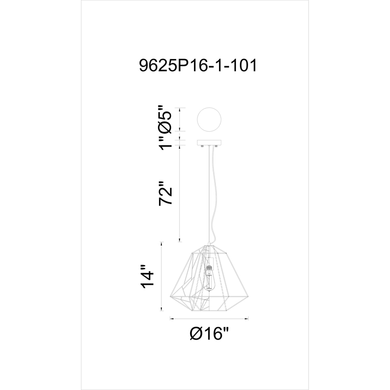 CWI Lighting Bagheera 1 Light Down Contemporary Metal Pendant in Black