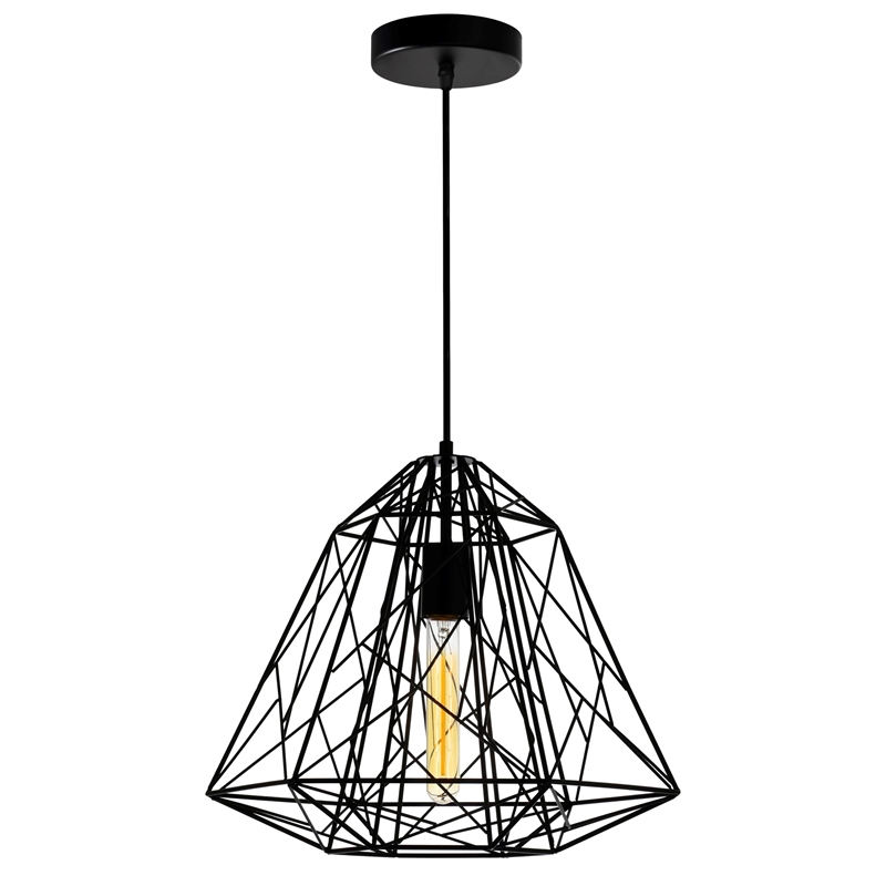 CWI Lighting Bagheera 1 Light Down Contemporary Metal Pendant in Black