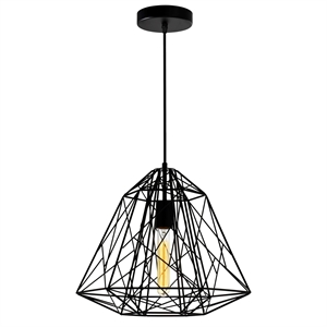 CWI Lighting Bagheera 1 Light Down Contemporary Metal Pendant in Black