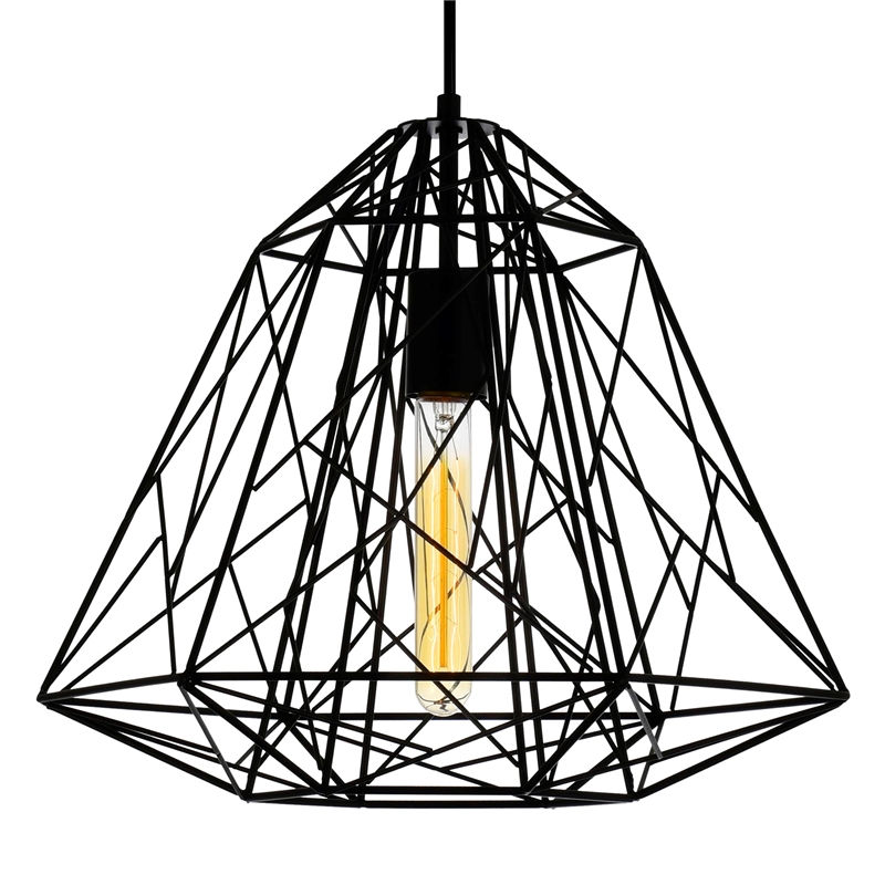 CWI Lighting Bagheera 1 Light Down Contemporary Metal Pendant in Black