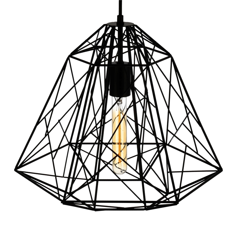 CWI Lighting Bagheera 1 Light Down Contemporary Metal Pendant in Black