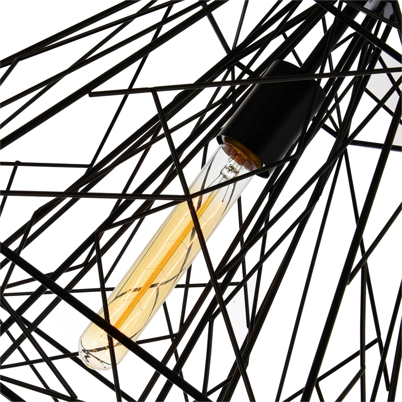 CWI Lighting Bagheera 1 Light Down Contemporary Metal Pendant in Black