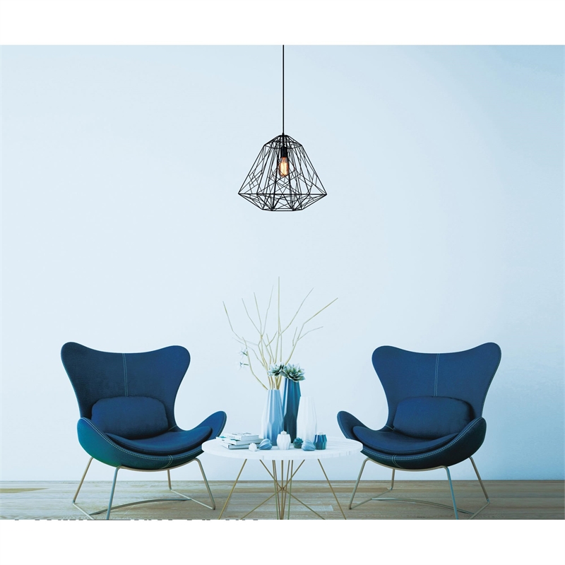 CWI Lighting Bagheera 1 Light Down Contemporary Metal Pendant in Black