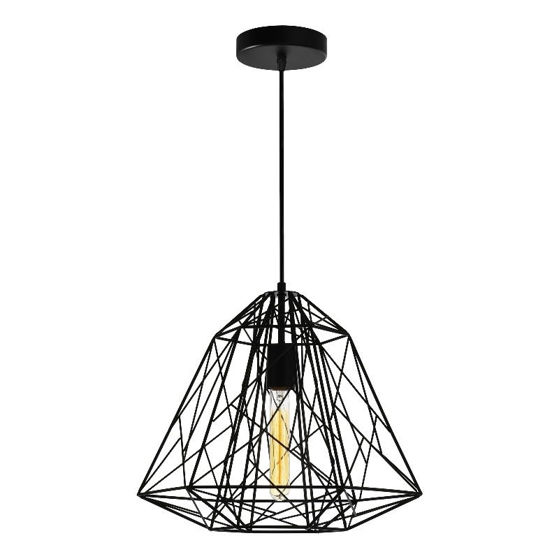 CWI Lighting Bagheera 1 Light Down Contemporary Metal Pendant in Black