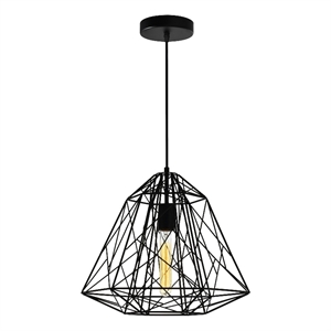 CWI Lighting Bagheera 1 Light Down Contemporary Metal Pendant in Black