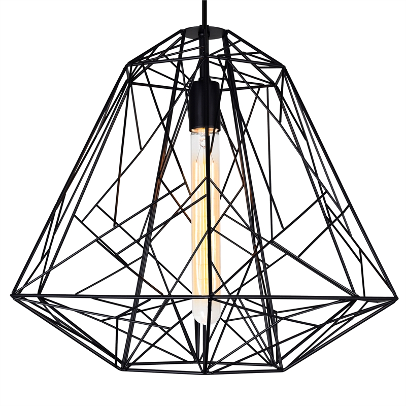 CWI Lighting Bagheera 1 Light Down Contemporary Metal Pendant in Black
