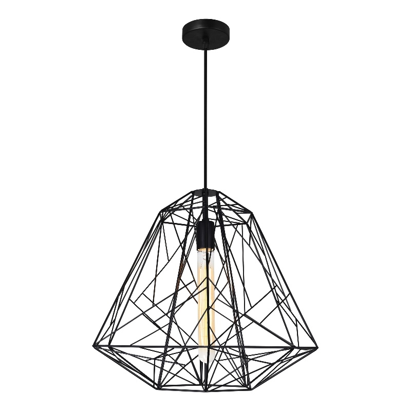 CWI Lighting Bagheera 1 Light Down Contemporary Metal Pendant in Black