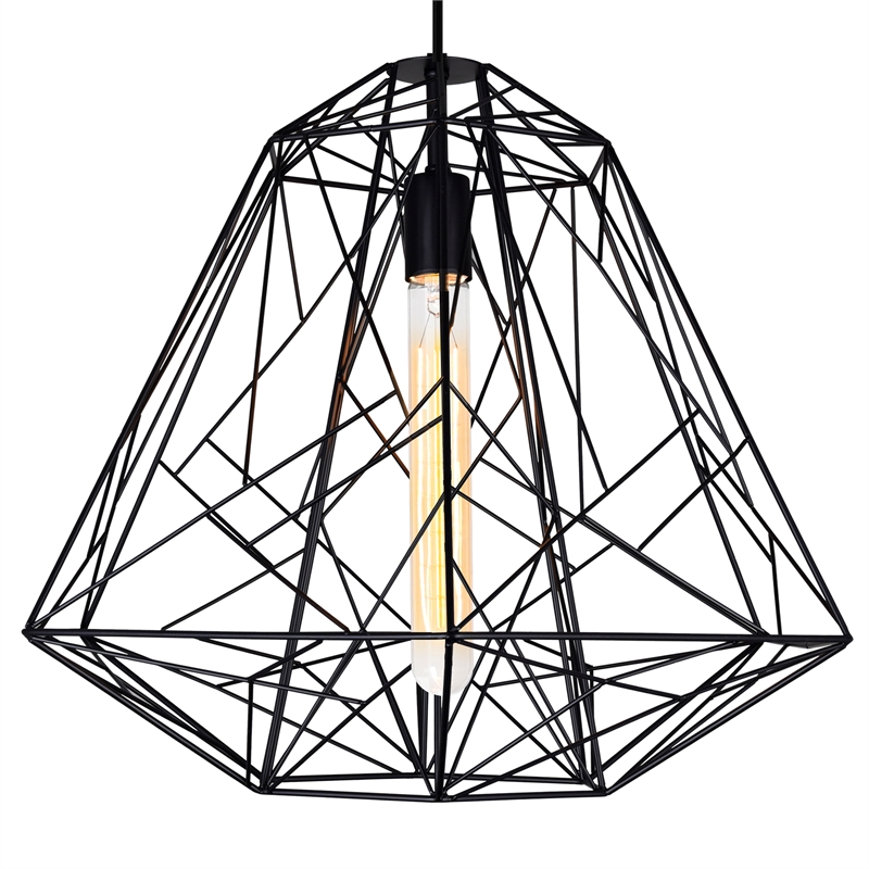 CWI Lighting Bagheera 1 Light Down Contemporary Metal Pendant in Black
