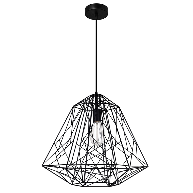 CWI Lighting Bagheera 1 Light Down Contemporary Metal Pendant in Black