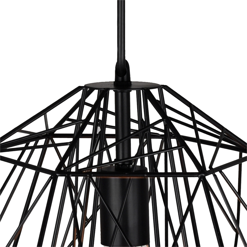 CWI Lighting Bagheera 1 Light Down Contemporary Metal Pendant in Black