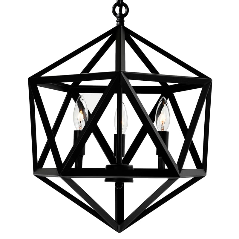 CWI Lighting Amazon 3 Light Up Farmhouse Metal Pendant in Black