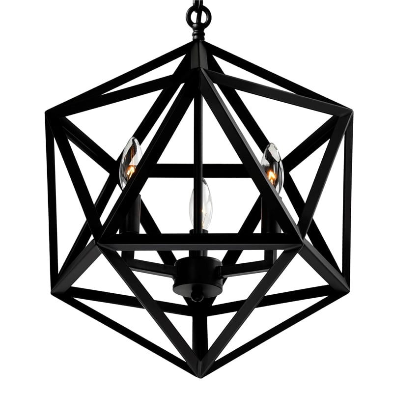 CWI Lighting Amazon 3 Light Up Farmhouse Metal Pendant in Black