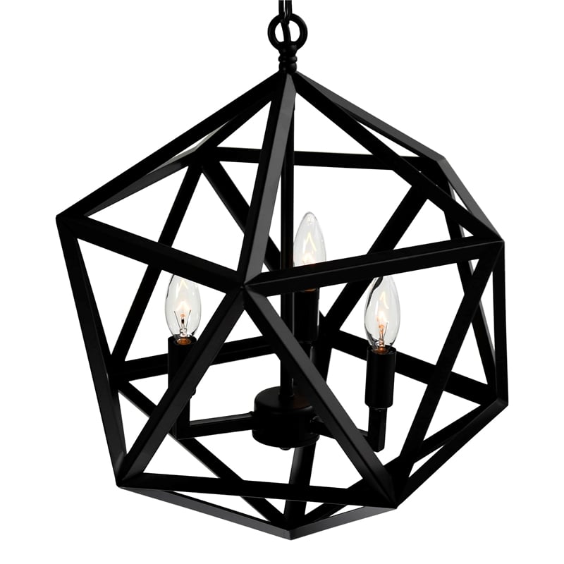 CWI Lighting Amazon 3 Light Up Farmhouse Metal Pendant in Black