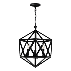 CWI Lighting Amazon 3 Light Up Farmhouse Metal Pendant in Black