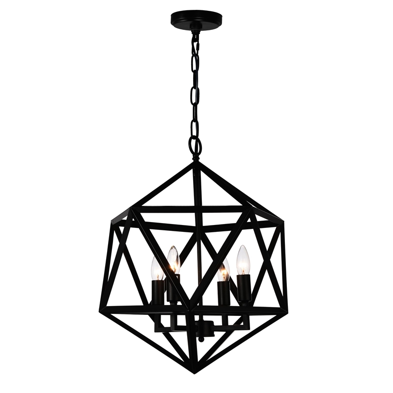 CWI Lighting Amazon 4 Light Up Farmhouse Metal Pendant in Black