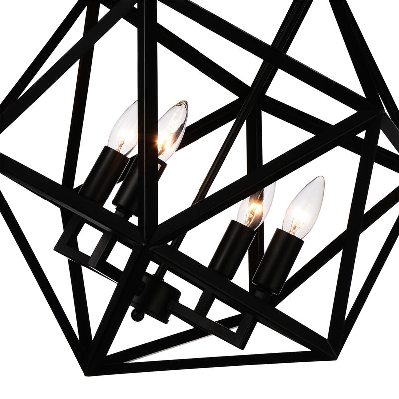 CWI Lighting Amazon 4 Light Up Farmhouse Metal Pendant in Black