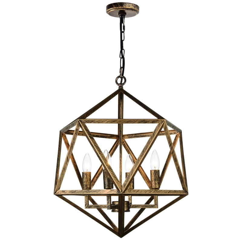 CWI Lighting Amazon 4 Light Up Farmhouse Metal Pendant in Antique Forged Copper
