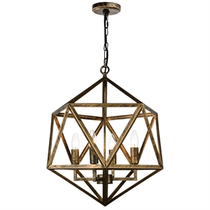 CWI Lighting Amazon 4 Light Up Farmhouse Metal Pendant in Antique Forged Copper