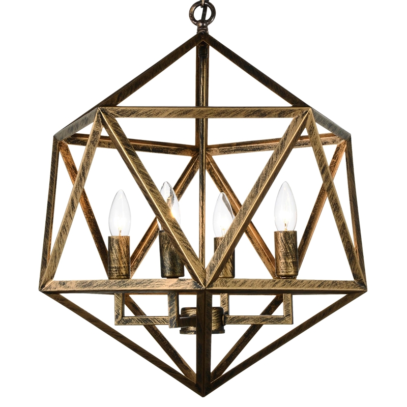 CWI Lighting Amazon 4 Light Up Farmhouse Metal Pendant in Antique Forged Copper