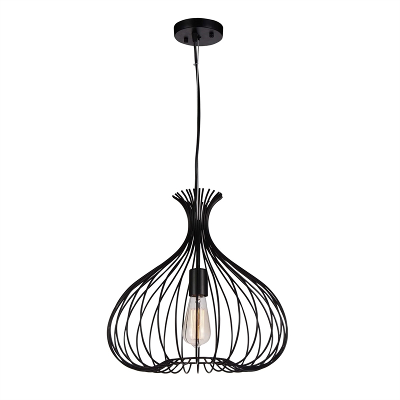 CWI Lighting Darleen 1 Light Down Farmhouse Metal Pendant in Black