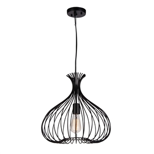 CWI Lighting Darleen 1 Light Down Farmhouse Metal Pendant in Black
