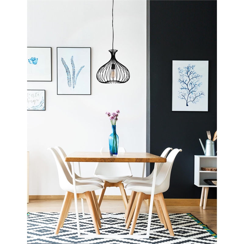 CWI Lighting Darleen 1 Light Down Farmhouse Metal Pendant in Black