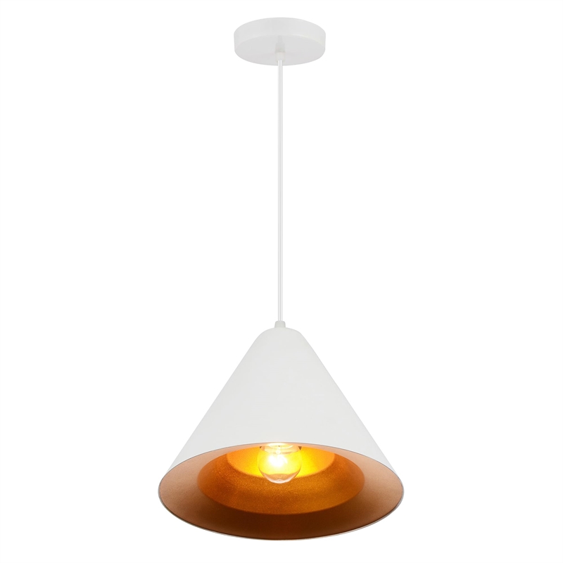 CWI Lighting Keila 1 Light Down Contemporary Metal Pendant in Matte White/Gold