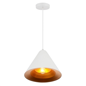 CWI Lighting Keila 1 Light Down Contemporary Metal Pendant in Matte White/Gold