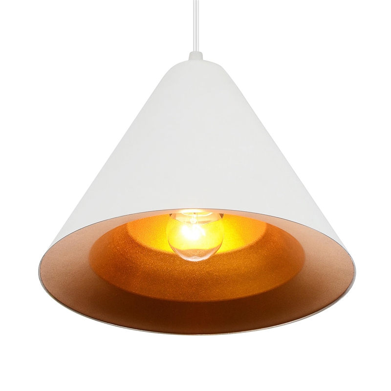 CWI Lighting Keila 1 Light Down Contemporary Metal Pendant in Matte White/Gold