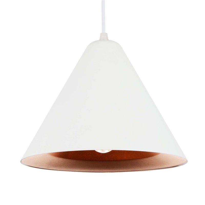CWI Lighting Keila 1 Light Down Contemporary Metal Pendant in Matte White/Gold