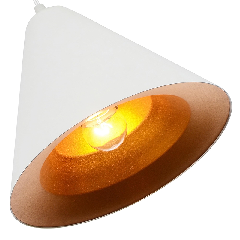 CWI Lighting Keila 1 Light Down Contemporary Metal Pendant in Matte White/Gold