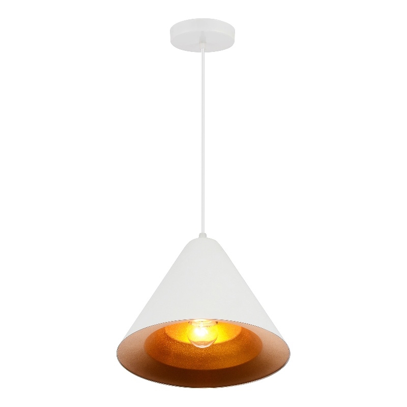 CWI Lighting Keila 1 Light Down Contemporary Metal Pendant in Matte White/Gold
