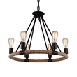 CWI Lighting Ganges 6 Light Up Farmhouse Metal Chandelier in Black