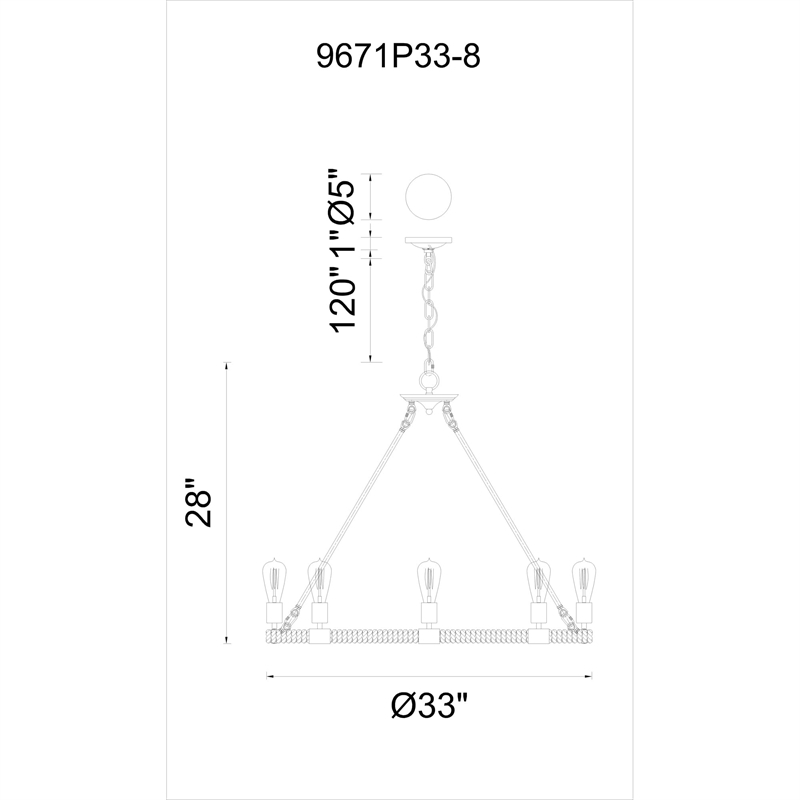 CWI Lighting Ganges 8 Light Up Farmhouse Metal Chandelier in Black