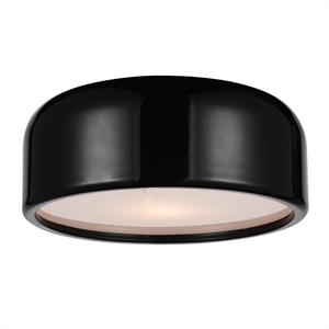 CWI Lighting Campton 2 Light Drum Shade Contemporary Metal Flush Mount in Black
