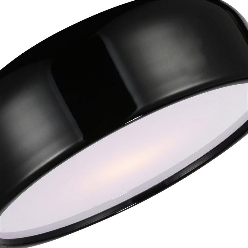 CWI Lighting Campton 2 Light Drum Shade Contemporary Metal Flush Mount in Black