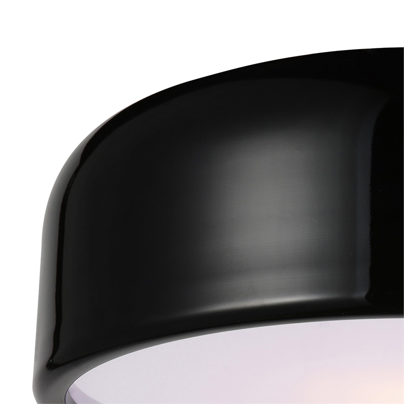 CWI Lighting Campton 2 Light Drum Shade Contemporary Metal Flush Mount in Black