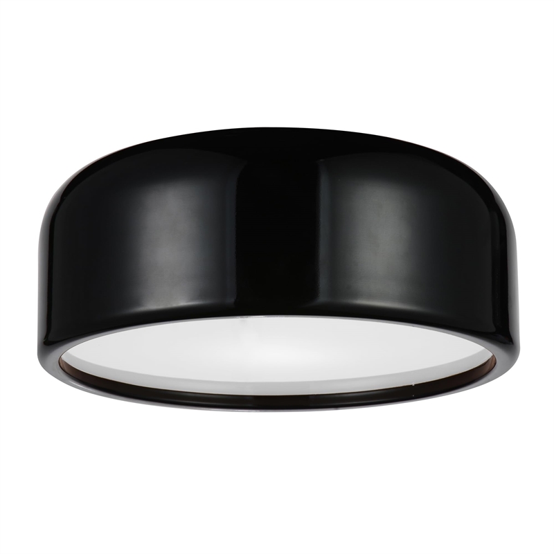 CWI Lighting Campton 2 Light Drum Shade Contemporary Metal Flush Mount in Black