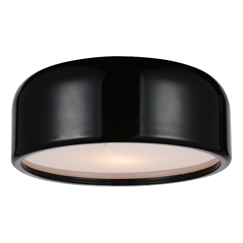 CWI Lighting Campton 2 Light Drum Shade Contemporary Metal Flush Mount in Black