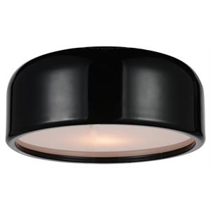 cwi lighting campton 2-light drum shade contemporary metal flush mount in black