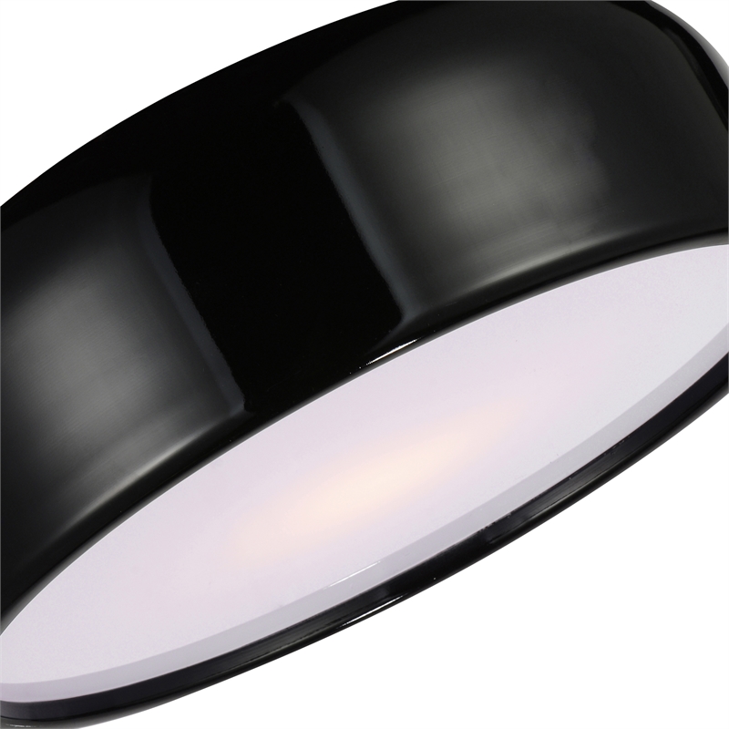 CWI Lighting Campton 3 Light Drum Shade Contemporary Metal Flush Mount in Black