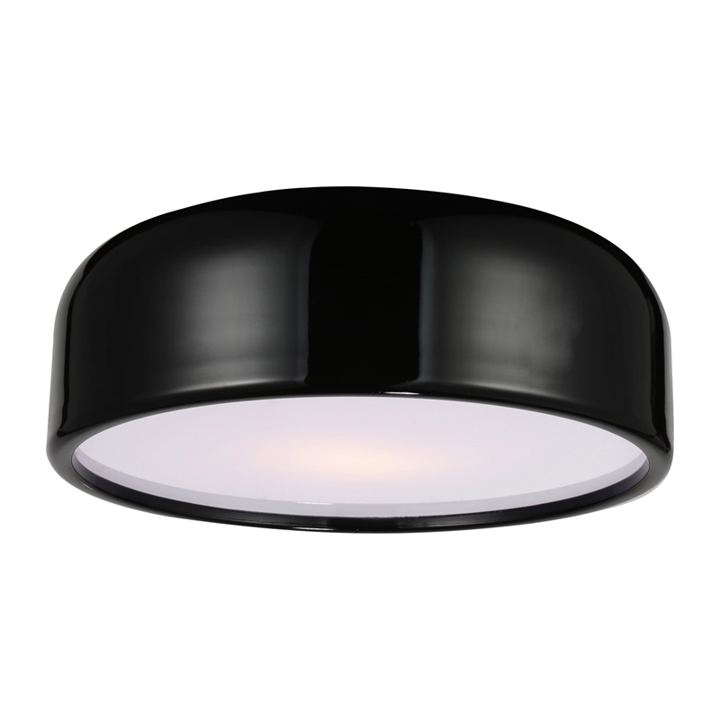 CWI Lighting Campton 3 Light Drum Shade Contemporary Metal Flush Mount in Black