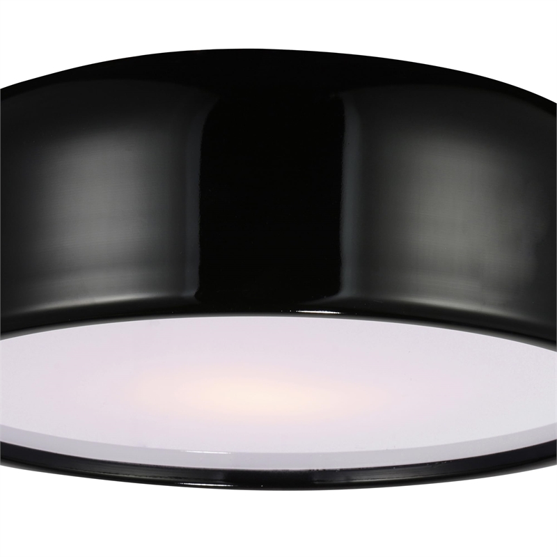 CWI Lighting Campton 3 Light Drum Shade Contemporary Metal Flush Mount in Black