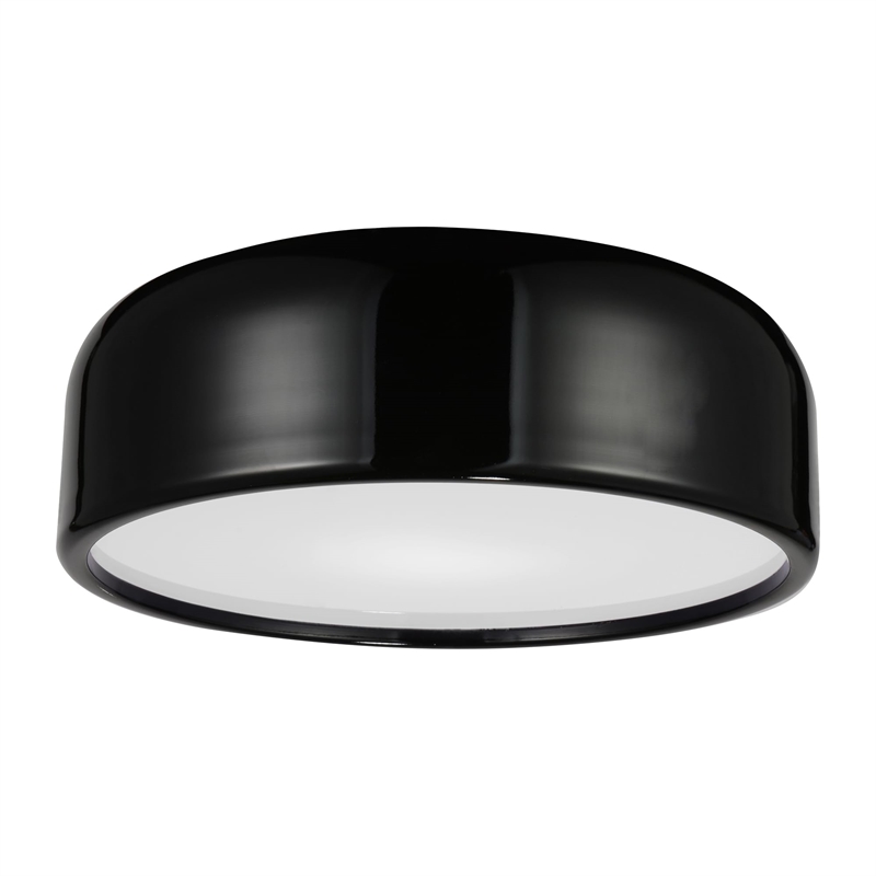 CWI Lighting Campton 3 Light Drum Shade Contemporary Metal Flush Mount in Black
