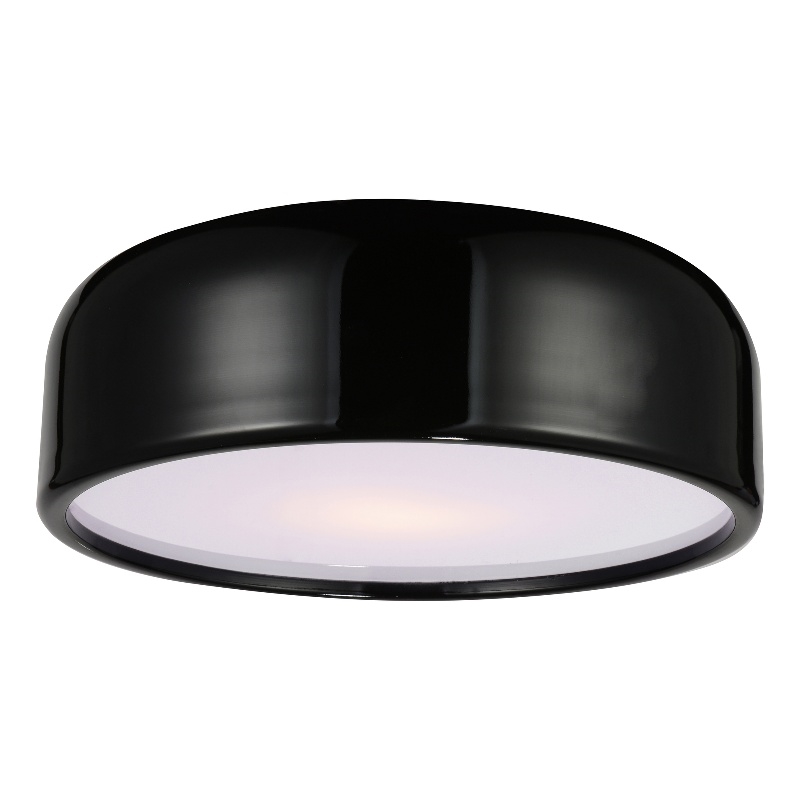 CWI Lighting Campton 3 Light Drum Shade Contemporary Metal Flush Mount in Black
