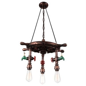 CWI Lighting Manor 3 Light Down Metal Chandelier in Speckled Copper